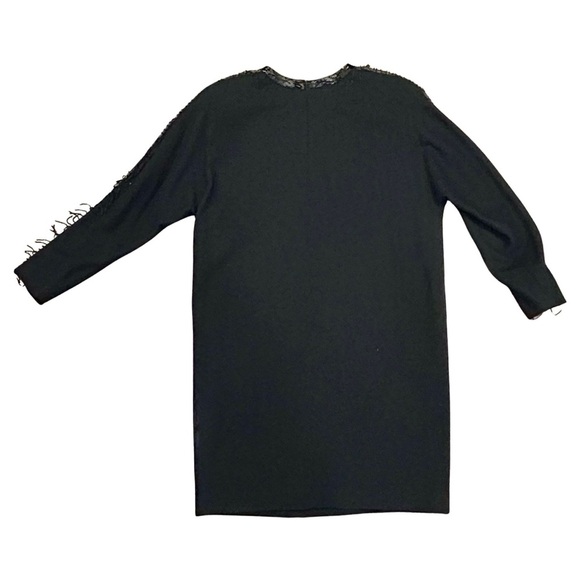 Vintage Ellen Tracy 100% Wool Black Beaded Shift Dress | Size 16 - Picture 8 of 8